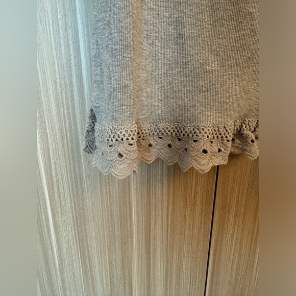 NWOT Grey Ribbed Camisole with Lace and Ruffle 100% Cotton - Picture 3 of 5